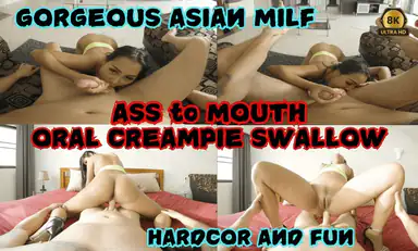 Gorgeous Asian Milf Ass to Mouth Cum Swallow