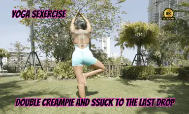 Yoga Sexercise Double Creampie and Suck to the Last Drop
