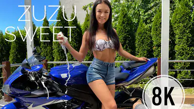 Zuzu Washes Your Motorcycle And Takes Care Of Your Cock
