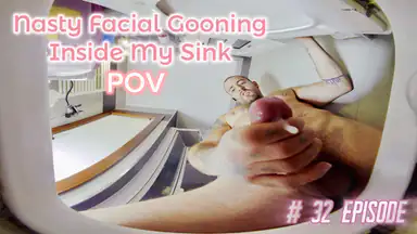 Gay Public Jerk Look Change and Nasty Facial Gooning Inside My Sink