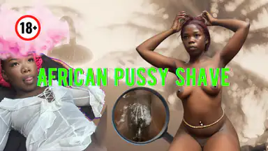 Flexible African Ebony Exposes Her Pussy and Shaves Bush for Free